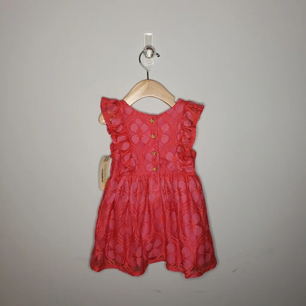 NWT Oshkosh 18 Months Baby Girl Floral Embroidered Lace Ruffled Dress